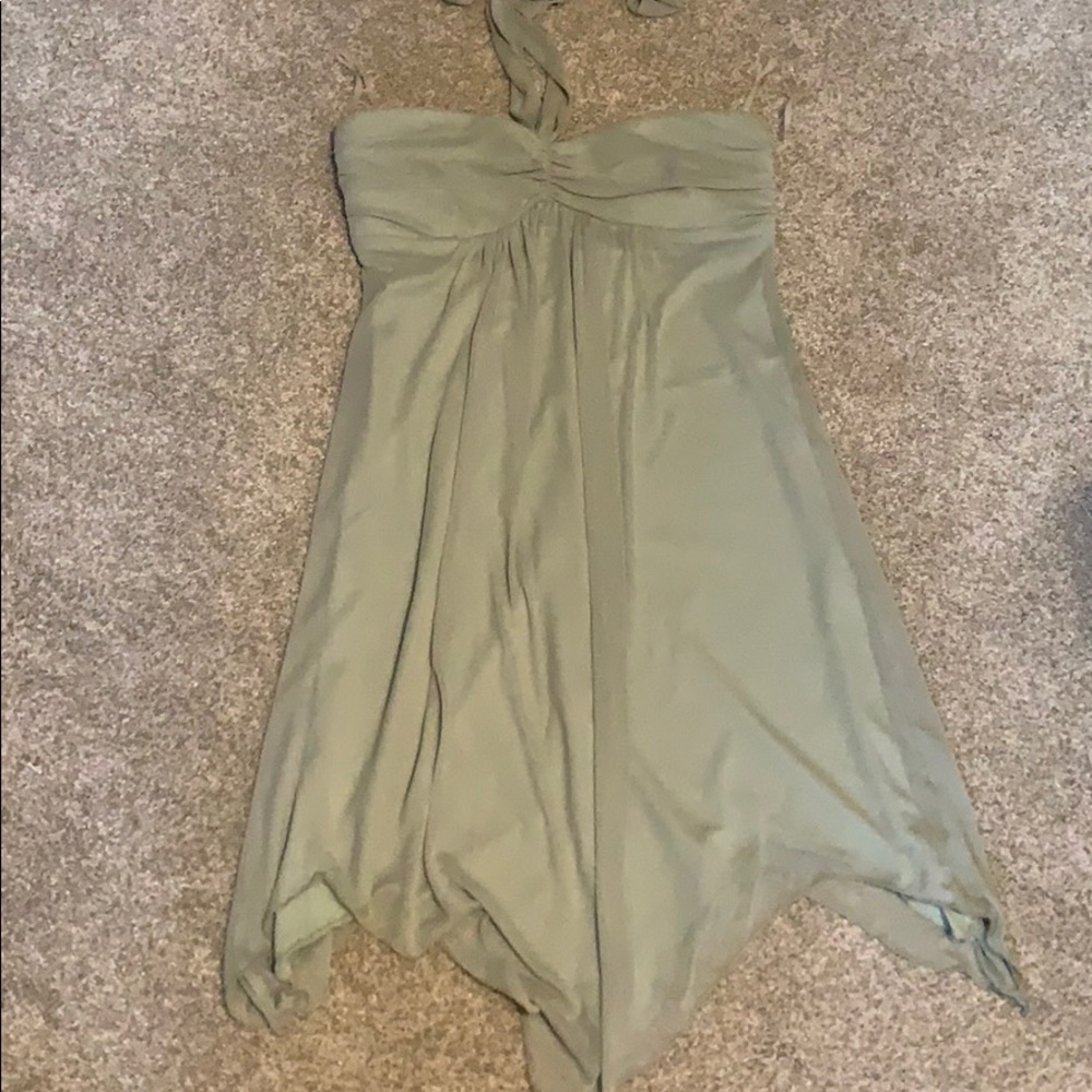 Mid length dress, celery color, size M.